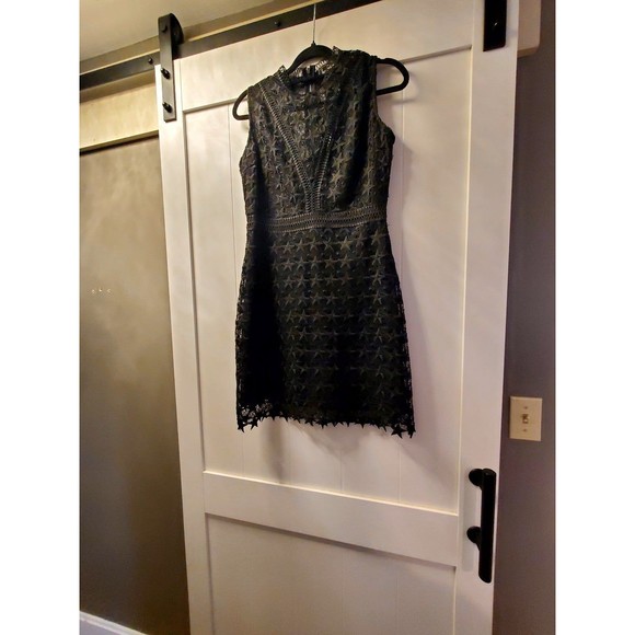 Sam Edelman Womens Sleeveless Lace Black Dress w/ Underlay Stars Small - Picture 1 of 9